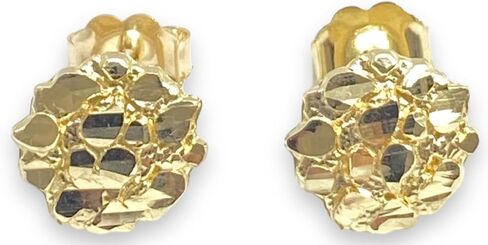1.0 GRAM 9 MM DIAMETER ROUND NUGGET HIP HOP STUD EARRINGS 10K YELLOW GOLD SG5010 in Saudi Arabia