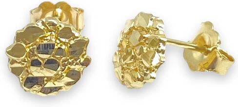 1.0 GRAM 9 MM DIAMETER ROUND NUGGET HIP HOP STUD EARRINGS 10K YELLOW GOLD SG5010 in Saudi Arabia