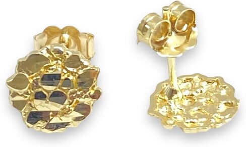 1.0 GRAM 9 MM DIAMETER ROUND NUGGET HIP HOP STUD EARRINGS 10K YELLOW GOLD SG5010 in Saudi Arabia