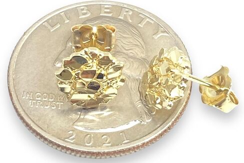 1.0 GRAM 9 MM DIAMETER ROUND NUGGET HIP HOP STUD EARRINGS 10K YELLOW GOLD SG5010 in Saudi Arabia