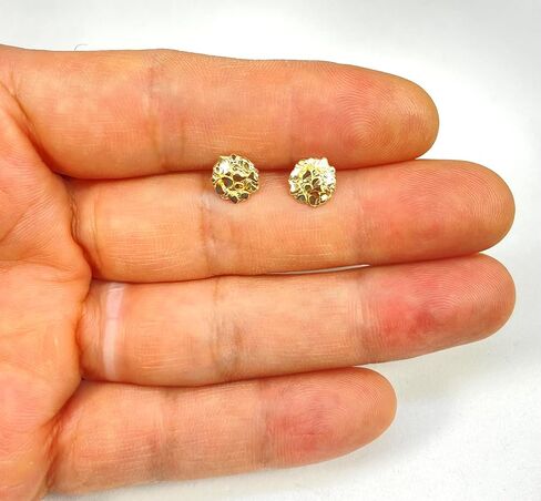 1.0 GRAM 9 MM DIAMETER ROUND NUGGET HIP HOP STUD EARRINGS 10K YELLOW GOLD SG5010 in Saudi Arabia