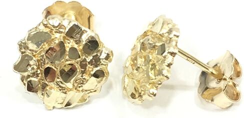 1.0 GRAM 9 MM DIAMETER ROUND NUGGET HIP HOP STUD EARRINGS 10K YELLOW GOLD SG5010 in Saudi Arabia