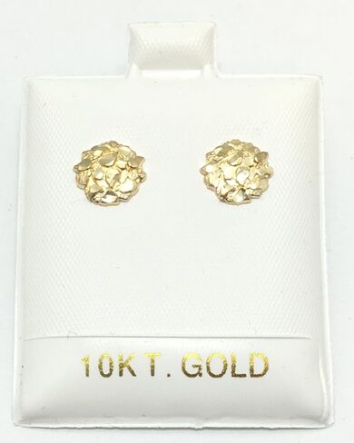 1.0 GRAM 9 MM DIAMETER ROUND NUGGET HIP HOP STUD EARRINGS 10K YELLOW GOLD SG5010 in Saudi Arabia