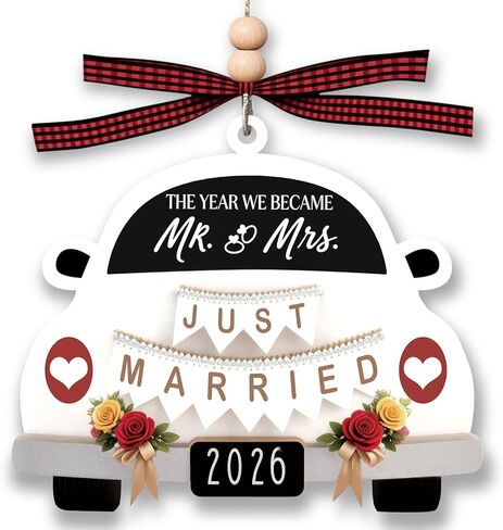 Engagement Gifts for Couples - “Our Adventure Awaits" Wooden Car Ornament, Bride to Be Gift, Just Engaged Keepsake for Future Mr & Mrs, Newly Engaged Couple, Christmas Tree Decoration in Saudi Arabia