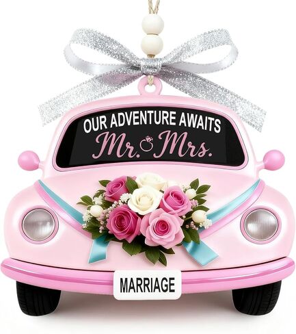 Engagement Gifts for Couples - “Our Adventure Awaits" Wooden Car Ornament, Bride to Be Gift, Just Engaged Keepsake for Future Mr & Mrs, Newly Engaged Couple, Christmas Tree Decoration in Saudi Arabia