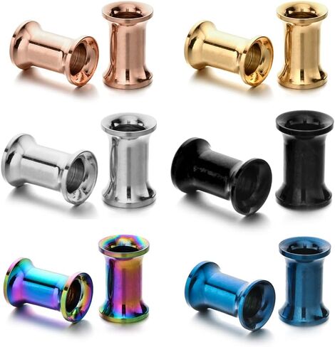 6 أزواج من سدادات الأذن المجوفة المصنوعة من الصلب الجراحي ذات اللون المختلط ومقاييس توسيع النفق in Kuwait