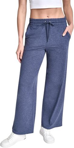 DKNY Womens Spacedye Mid Rise Wide Leg Sweatpants with Pockets in Saudi Arabia