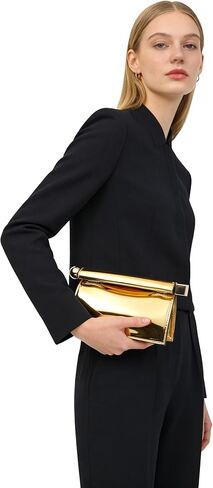 العصرية بو الجلود حقيبة صغيرة للنساء تنوعا للطي مساء محفظة معدنية الديكور Crossbody للولائم حزب الذهب in Kuwait