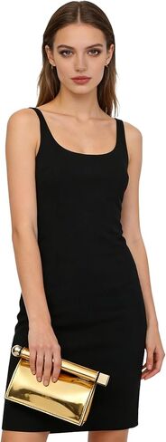 العصرية بو الجلود حقيبة صغيرة للنساء تنوعا للطي مساء محفظة معدنية الديكور Crossbody للولائم حزب الذهب in Kuwait