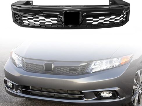 شبكة المصد العلوي الأمامي مع حواف سوداء لامعة لسيارة هوندا سيفيك سيدان DX LX EX Si Hybrid لعام 2012 in Saudi Arabia