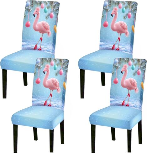 تمتد أغطية كراسي الطعام مجموعة من 4 أرنب عيد الفصح الربيعي نمط البيض الأزهار قابل للغسل وقابل للإزالة كرسي مرن يغطي لغرفة الطعام المطبخ عطلة ديكور المنزل حماة مقعد in Kuwait