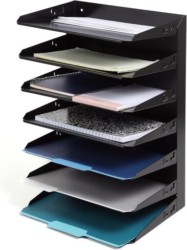 Huron Desktop Horizontal 3-Slot File Binder Organizer Storage Letter Tray, Black Commercial Grade Steel in Saudi Arabia
