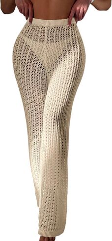 SISKIN Crochet Palazzo Pants Wide Leg Flowy Beach Pants High Waisted Vacation Clothes for Women in Saudi Arabia