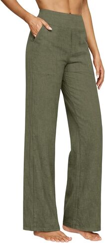 Cotton Linen Pants for Women,Womens Long Lightweight Slacks Ladies Loose Fit Flowy Trouser Pants Trendy Summer 2026 in Saudi Arabia
