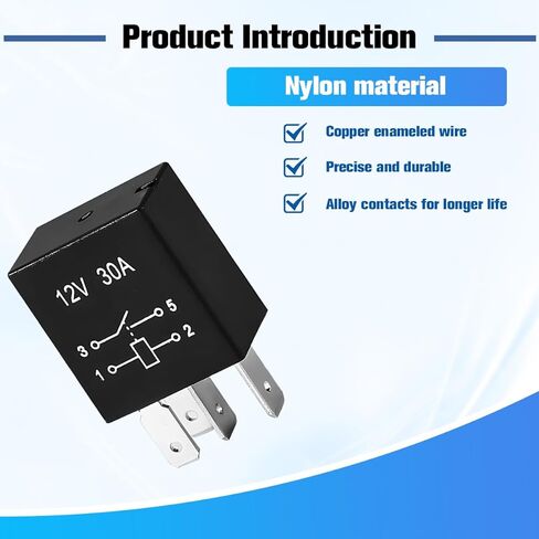 2PCS 30A Car Starter Relay, 12V 4 Pin Heavy Duty Multi-Purpose Vehicle Standard Relay Switch, Waterproof Automotive Motor Replacement Accessories, Universal for Most Vehicles in Saudi Arabia