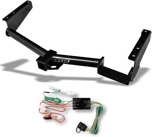 Class 3 III Black 2" Receiver Tube Rear Bumper Trailer Tow Hitch Towing Mount + 4 Way Flat Wiring Harness T-Connector Compatible with 04-07 Toyota Highlander / 04-09 Lexus RX330 / RX350 / RX400h in Saudi Arabia