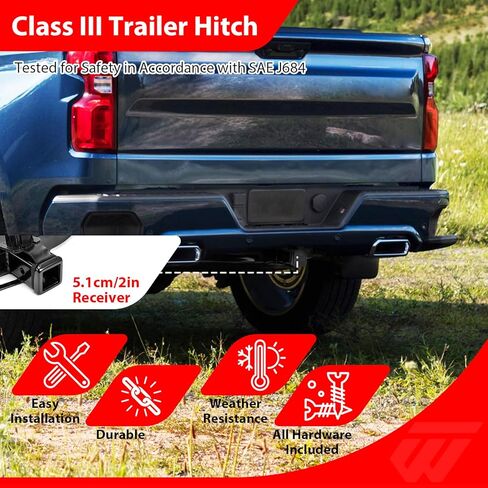 WeiSen Class 3 Trailer Hitch 2" Receiver Compatible with GMC Sierra Fit Chevrolet Silverado 1500 2019-2025 Accessories Heavy Duty Steel Tow Hitch for Ball Mounts, Cargo Racks, Bike Racks in Saudi Arabia