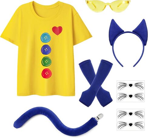 Blue Cat Costume Accessories – Cat Ears Headband & Tail, T-Shirt, School Book Costume for Read Across America in Saudi Arabia