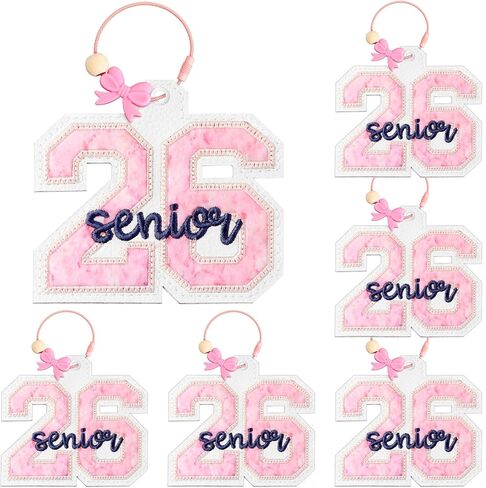 Highergo 6 Pcs Graduation Senior 2026 Keychains Luggage Bag Tags Class of 2026 Keychains Graduation Gifts Pink Bow PU Leather Tags for Her Him High School College Grad Present in Saudi Arabia