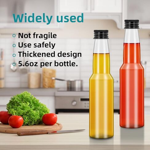 6Pcs Thin height 5.6oz Plastic Sand Art empty Bottles with Black metal seal cover Wish Message Bottle Containers Clear Potion Bottles with Plastic Funnels for DIY Craft Wedding Birthday Party (6) in Saudi Arabia