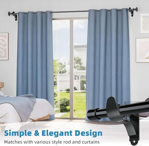4 Pack Curtain Rod Bracket, Heavy Duty Curtain Rod Holder Hook for Wall, Black Drapery Rod Support Brackets for 1 in Drape Poles in Saudi Arabia