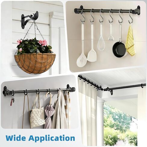 4 Pack Curtain Rod Bracket, Heavy Duty Curtain Rod Holder Hook for Wall, Black Drapery Rod Support Brackets for 1 in Drape Poles in Saudi Arabia