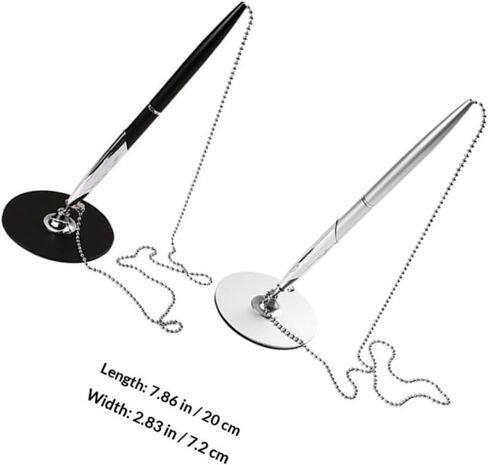 Homoyoyo 2pcs Metal Chain Design Ballpoint Signature Pens with Desktop Stand, Professional Business Multi-function Sign Pens for Office and Hotel Use in Saudi Arabia