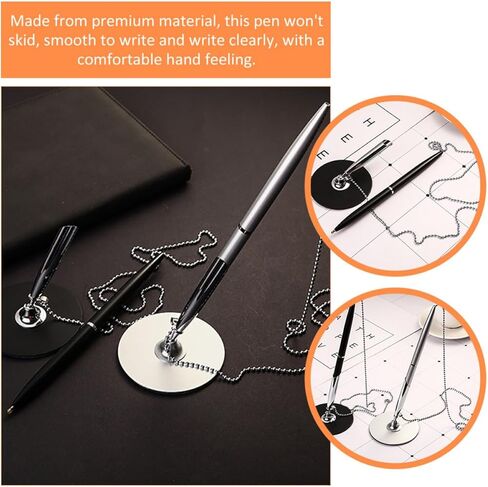 Homoyoyo 2pcs Metal Chain Design Ballpoint Signature Pens with Desktop Stand, Professional Business Multi-function Sign Pens for Office and Hotel Use in Saudi Arabia
