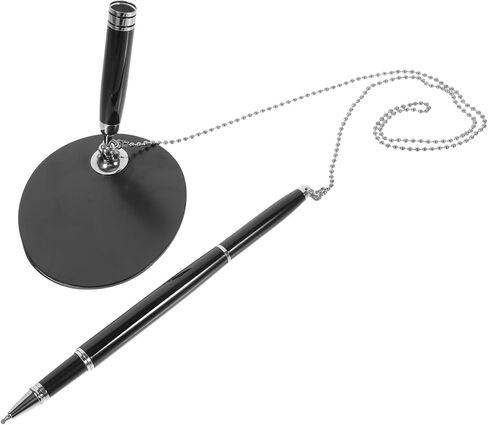 jojofuny Business Desktop Signature Pen with Chain 0.5mm Black Ink Neutral Gel Pen with Silver Accessories for Office and Counter Use in Saudi Arabia