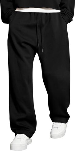 Mens Baggy Pants Wide Leg Loose Fit Streetwear Athletic Drawstring Pants with Pockets in Saudi Arabia