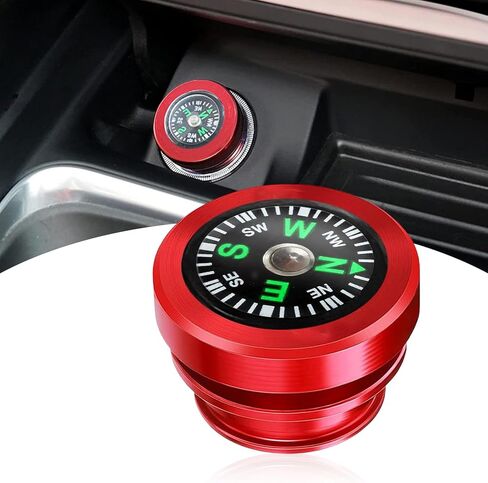 1 PC Car Metal Anti-Scratch Cigarette Lighter Cover, Dustproof Decoration with Portable Compass, Mini Cigarette Lighter Protective Cover with Rubber Ring Seal, Universal for Cars (Red & Black) in Saudi Arabia