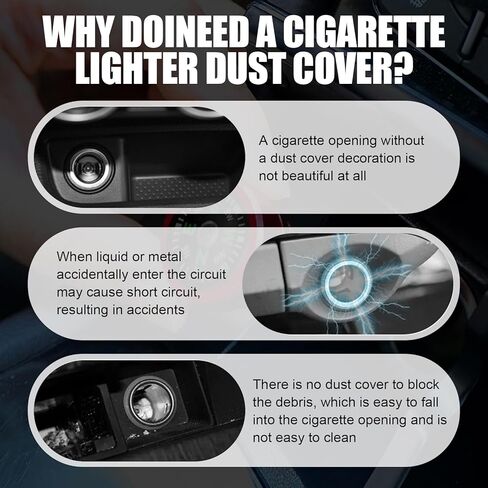 1 PC Car Metal Anti-Scratch Cigarette Lighter Cover, Dustproof Decoration with Portable Compass, Mini Cigarette Lighter Protective Cover with Rubber Ring Seal, Universal for Cars (Red & Black) in Saudi Arabia