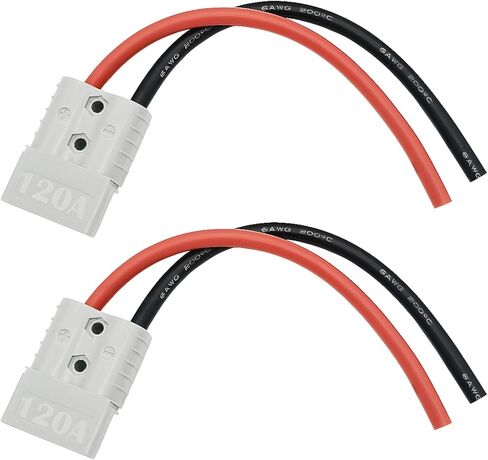 موصل بطارية 120 أمبير 600 فولت (مجموعتان)، موصل بطارية سريع التوصيل، مع كابل بطارية 25 سم 6 AWG، للسيارة، والمنزل المتنقل، والقافلة، والتخييم، والقارب (رمادي) in Kuwait