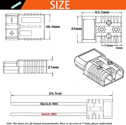 موصل بطارية 120 أمبير 600 فولت (مجموعتان)، موصل بطارية سريع التوصيل، مع كابل بطارية 25 سم 6 AWG، للسيارة، والمنزل المتنقل، والقافلة، والتخييم، والقارب (رمادي) in Kuwait