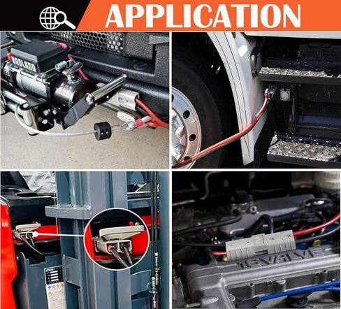 موصل بطارية 120 أمبير 600 فولت (مجموعتان)، موصل بطارية سريع التوصيل، مع كابل بطارية 25 سم 6 AWG، للسيارة، والمنزل المتنقل، والقافلة، والتخييم، والقارب (رمادي) in Kuwait