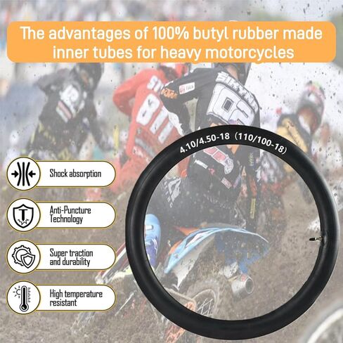 100/90-19 (4.10 X 19) Heavy Duty Motorcycle Tube 19" Dirt Bike Butyl Tubes Compatible with 4.50-19 Tire Tube TR4 Valve in Saudi Arabia