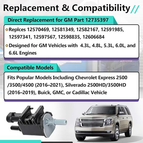 12735397 Evaporator Emission Canister Purge Solenoid Valve Compatible with Chevrolet, Buick, GMC, Cadillac Vehicle, Durable and Sturdy, Enhance Automotive Performance in Saudi Arabia