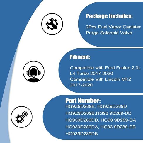 Vapor Canister Purge Va-lve HG9Z9D289D, HG9Z9D289E Compatible with Ford Fusion 2.0L EcoBoost 2017 2018 2019 2020, Compatible with Lincoln MKZ 2019-2020 Replace HG9Z-9D289-E HG9Z9D289B in Saudi Arabia