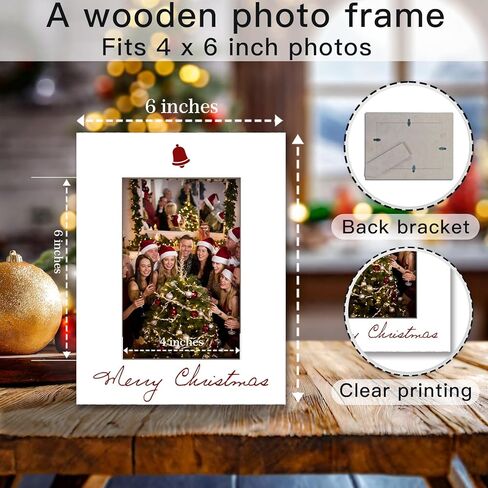 إطار صور عيد ميلاد سعيد من Ebned - يناسب صور مقاس 4 × 6 بوصات، إطار صور عائلي لشجرة عيد الميلاد، هدايا عيد ميلاد سعيد لأصدقاء العائلة، ديكورات منزلية شتوية (أخضر) - A02 in Kuwait