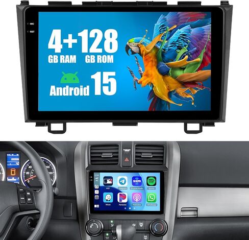 راديو سيارة Roinvou Android لسيارة Honda CR-V 2007-2011، شاشة لمس 9 بوصة مدمجة في لوحة القيادة ونظام تحديد المواقع العالمي (GPS) مع وصلة مرآة بلوتوث واي فاي FM RDS وكاميرا احتياطية لراديو in Saudi Arabia