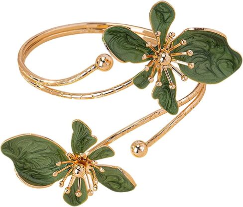 GIGB PBDK Gold Flower Arm Cuff Bracelets for Women Bohemia Vintage Floral Upper Arm Bangles Jewelry Greek Mythology Arm Band Open Bracelets Aesthetic Accessory in Saudi Arabia