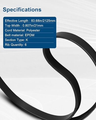 K060837 Engine Serpentine Drive Belt 83.68 inches Fit for Dodge Cadillac Hyundai Ford Kia Mercedes-Benz Chrysler Lexus Saab Mazda Sonata 2011-2014, Replace 6PK2126 1060837 in Kuwait