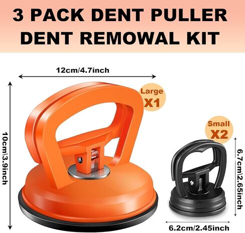 Dent Puller,3 Pcs Car Dent Puller Powerful Car Dent Suction Puller,Dent Remover Tool for Car,Car Dent Repair Kit for Car Dent Repair,Tiles Lifting,Objects Moving (1 Large Orange+2 Small Black) in Kuwait