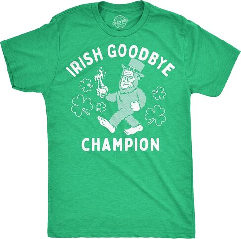 Mens Funny T Shirts Irish Goodbye Champion Sarcastic St Patricks Day Graphic Novelty Tee for Men in Saudi Arabia