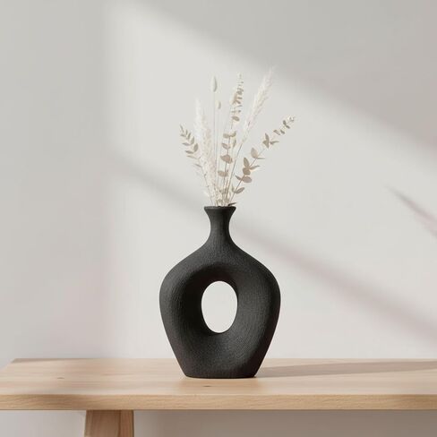 Decorative Vase for Home Decor – Glam Silver Ceramic Vase with Beaded Cut-Out Design, Tall Centerpiece for Living Room or Table Displays, Flower Vases for Bouquet Styling – 13", Silver in Saudi Arabia