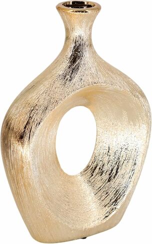 Decorative Vase for Home Decor – Glam Silver Ceramic Vase with Beaded Cut-Out Design, Tall Centerpiece for Living Room or Table Displays, Flower Vases for Bouquet Styling – 13", Silver in Saudi Arabia