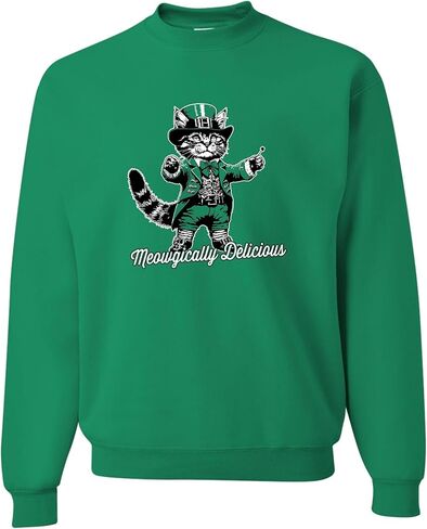 Go All Out Meowgically Delicious Funny Cat St. Patricks Day Gift Mens Sweatshirt Crewneck in Saudi Arabia