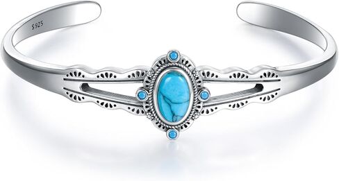 925 Sterling Silver Turquoise Bracelet for Women Adjustable Bangle Cuff Native American Jewelry Handmade Gift in Saudi Arabia