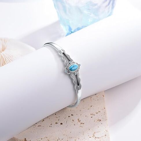 925 Sterling Silver Turquoise Bracelet for Women Adjustable Bangle Cuff Native American Jewelry Handmade Gift in Saudi Arabia