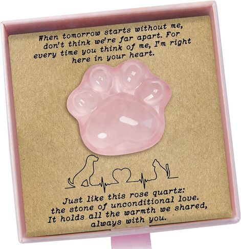 Pet Loss Sympathy Gift – Rose Quartz Heart Crystal with Memorial Card, In Loving Memory Keepsake, Healing Crystal for Dog Loss, Bereavement Support Gift, Pocket Hug for Easter Comfort (Pet Loss) in Kuwait
